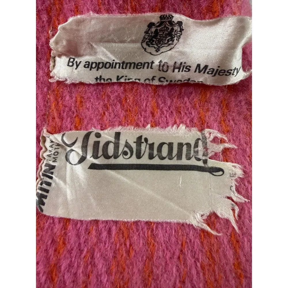 Vintage Tidstrand Pink and Orange Wool Throw Blanket